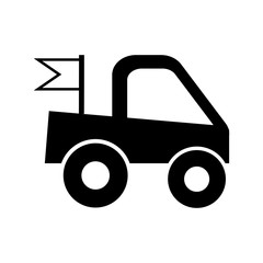 location of the car. Marked truck sign