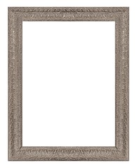 Silver frame for paintings, mirrors or photo isolated on white background	