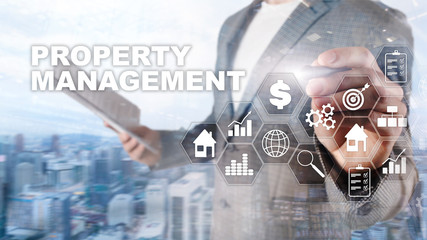 Property management. Business, Technology, Internet and network concept. Abstract Blurred Background.