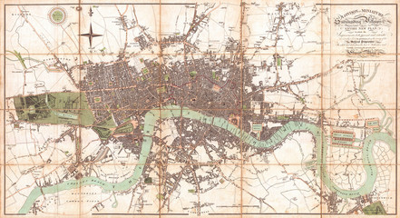 1806, Mogg Pocket or Case Map of London, England