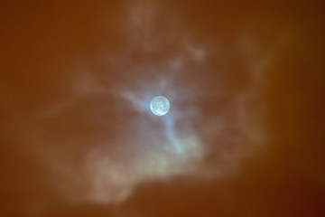 Moon eclipse in full moon. Super blue blood moon