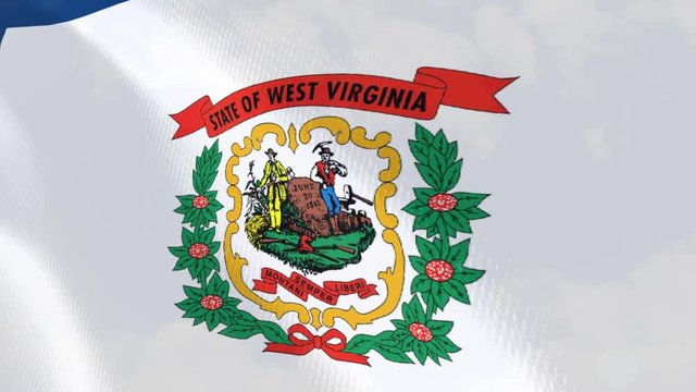 West virginia closeup flag animation