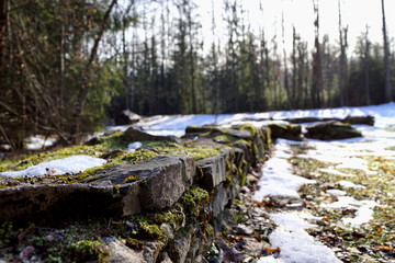 Miks court, detailed view of the masonry, architectural findings from the first half of the twentietht century, Miks was the uncle of Jan Zizka, Hussite - Trocnov, Czech Republic, South Bohemia
