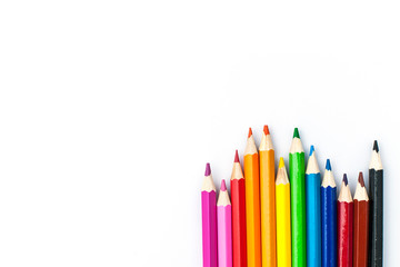 Coloured pencils isolated on the white background