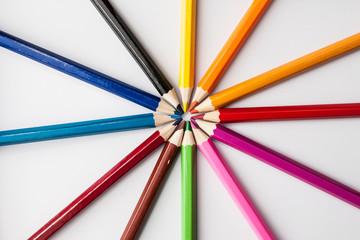 Coloured pencils isolated on the white background