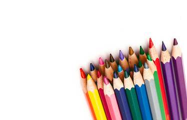 Coloured pencils isolated on the white background