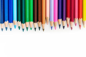 Coloured pencils isolated on the white background