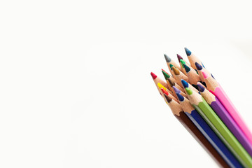 Coloured pencils isolated on the white background