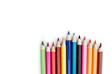 Coloured pencils isolated on the white background