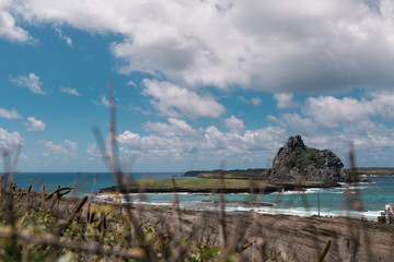 Panoramic view of Sharks Cove (Enseada dos TubarÃµes) and Secondary Islands view - Fernando de...