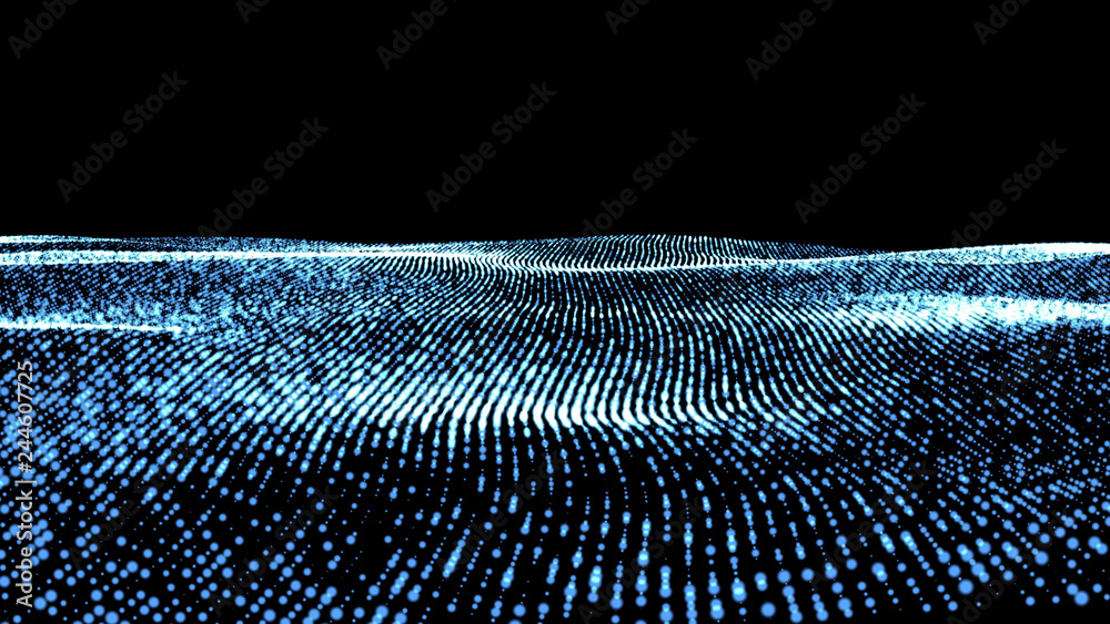 Poster music abstract background blue. abstract polygonal low poly wave background with connecting dots and
