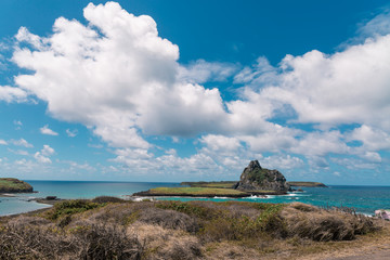 Panoramic view of Sharks Cove (Enseada dos TubarÃµes) and Secondary Islands view - Fernando de...