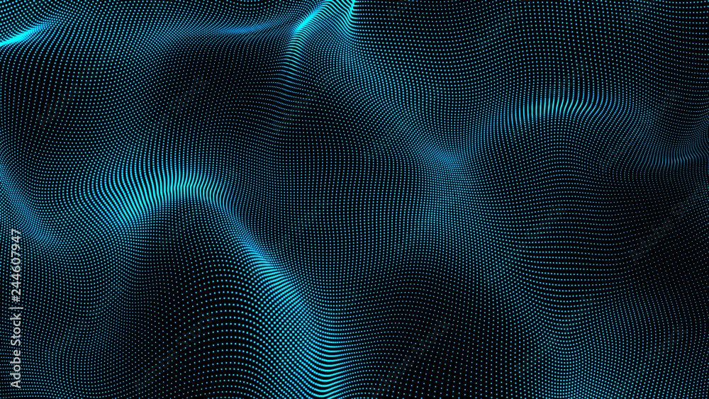 Aufkleber music abstract background. interweaving of atomic particles in space. network connection structure. 