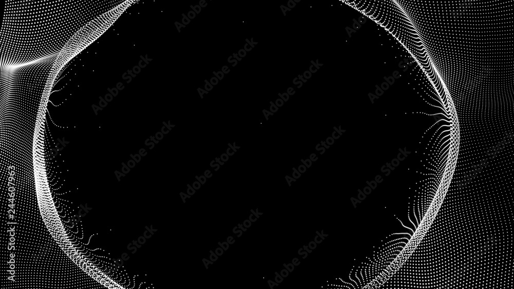 Poster music abstract background. interweaving of atomic particles in space. network connection structure. 