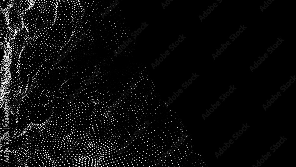 Poster music abstract background. interweaving of atomic particles in space. network connection structure. 
