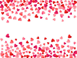 Red flying hearts bright love passion vector background.