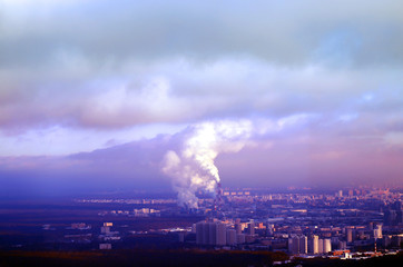Naklejka na ściany i meble Beautiful winter photo of Moscow panorama with landmarks