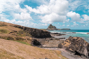 Panoramic view of Sharks Cove (Enseada dos TubarÃµes) and Secondary Islands view - Fernando de...