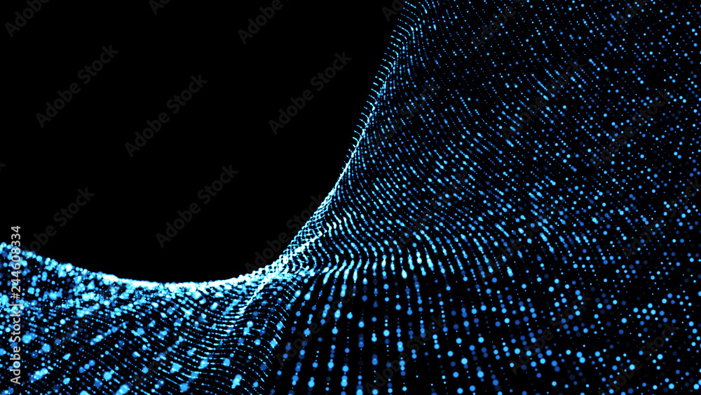Aufkleber music abstract background. interweaving of atomic particles in space. network connection structure. 