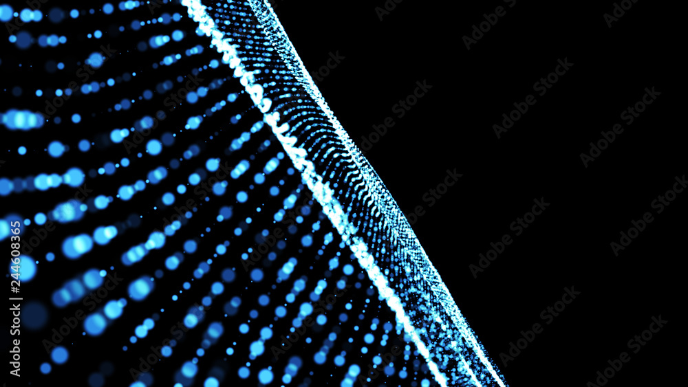 Poster music abstract background blue. abstract polygonal low poly wave background with connecting dots and