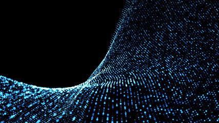 Music abstract background. Interweaving of atomic particles in space. Network connection structure. Big data digital background.3d rendering.