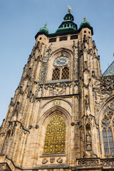 Fototapeta na wymiar Details of the facade of the Metropolitan Cathedral of Saints Vitus, Wenceslaus and Adalbert in Prague