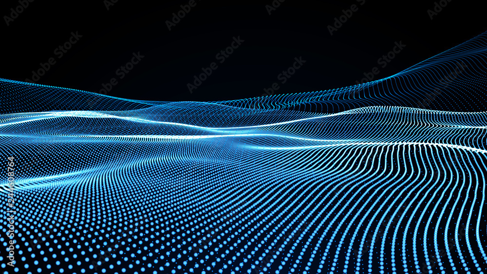 Poster music abstract background blue. abstract polygonal low poly wave background with connecting dots and