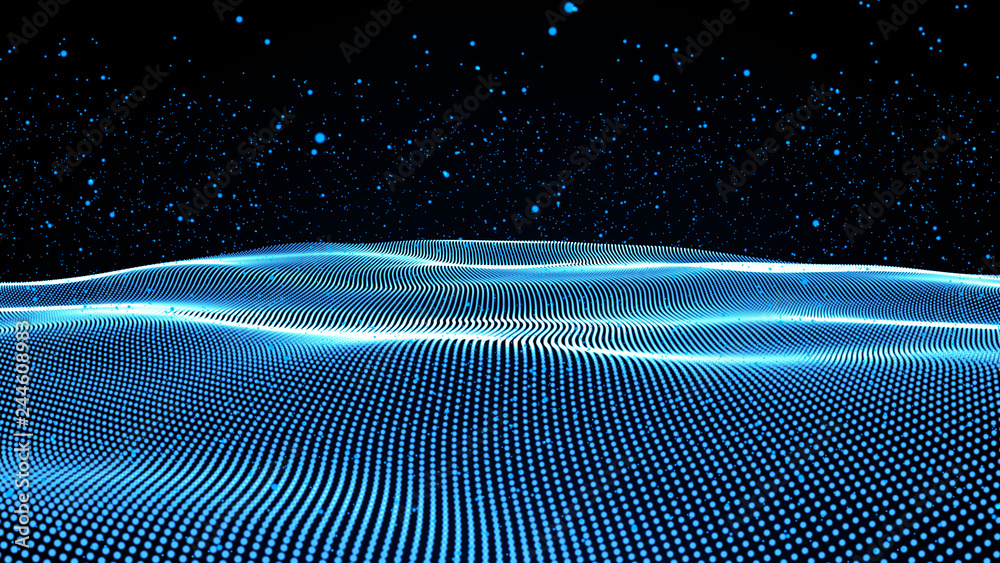 Aufkleber music abstract background blue. abstract polygonal low poly wave background with connecting dots and