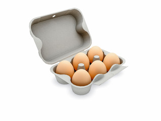 Six organic eggs in renewable carton package