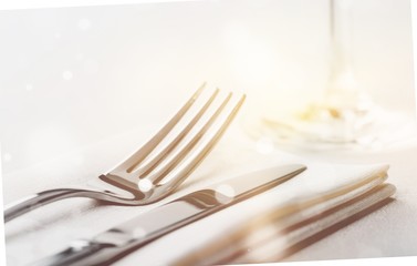 Table Setting with Fork and Knife on Napkin