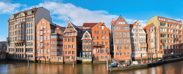 Historical brick houses in Hamburg Speicherstadt, panoramic image © tilialucida