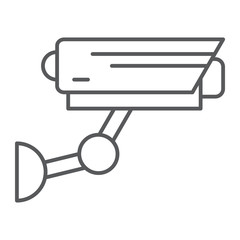 CCTV thin line icon, security and monitoring, surveillance camera sign, vector graphics, a linear pattern on a white background.