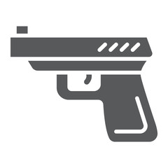 Gun glyph icon, weapon and revolver, pistol sign, vector graphics, a solid pattern on a white background.