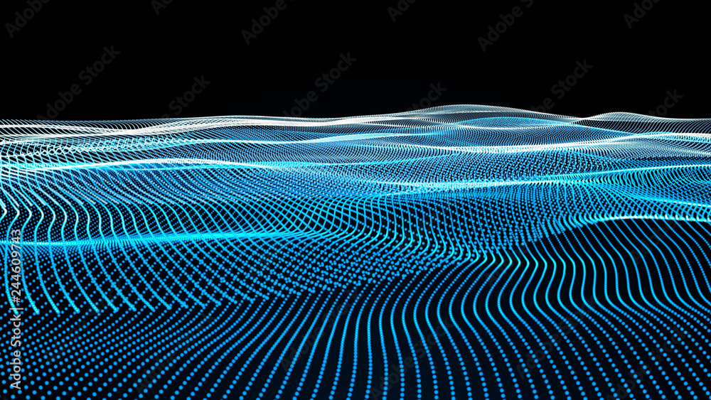 Poster music abstract background blue. abstract polygonal low poly wave background with connecting dots and