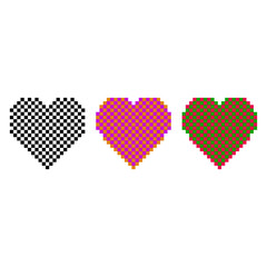 pixel checkered hearts