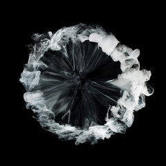 portal from white smoke isolated on black background