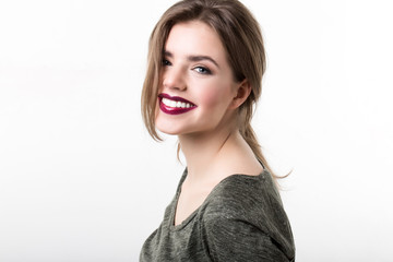 Portrait beautiful smiling caucasian woman.