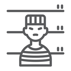 Prisoner line icon, criminal and jail, man sign, vector graphics, a linear pattern on a white background.