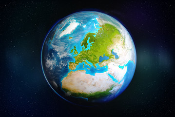 Realistic Planet Earth from Orbit - Europe - Elements of this image furnished by NASA