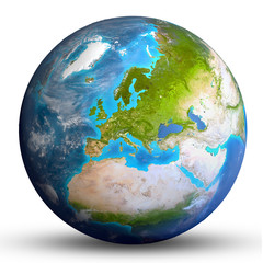 Realistic Planet Earth - Europe - Elements of this image furnished by NASA - obrazy, fototapety, plakaty