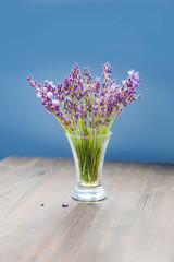 Lavender flowers bouquet in glass vase