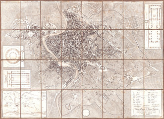 1843, Monaldini Case Map of Rome, Italy