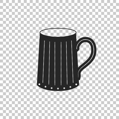 Wooden beer mug icon isolated on transparent background. Flat design. Vector Illustration