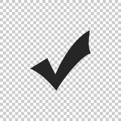 Check mark icon isolated on transparent background. Tick symbol. Flat design. Vector Illustration