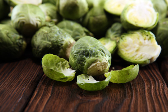 organic Brussels sprouts. Antioxidant balanced diet eating with Brussels sprouts