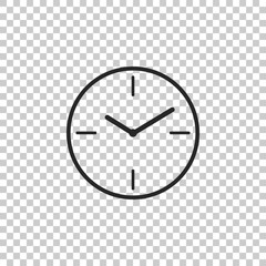 Clock icon isolated on transparent background. Flat design. Vector Illustration
