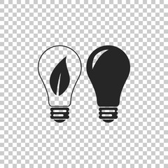 Classic Lamp and Light bulb with leaf inside icon isolated on transparent background. Lighting electric lamp. Green eco energy concept. Flat design. Vector Illustration