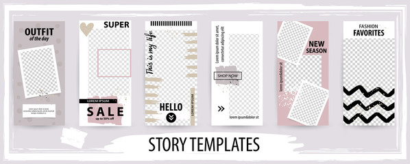 Trendy editable template for social networks stories, vector illustration.