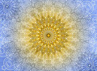 Mandala Blue and Yellow Background