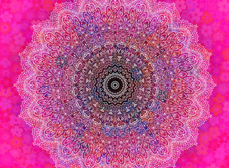 Mandala on Pink flower background